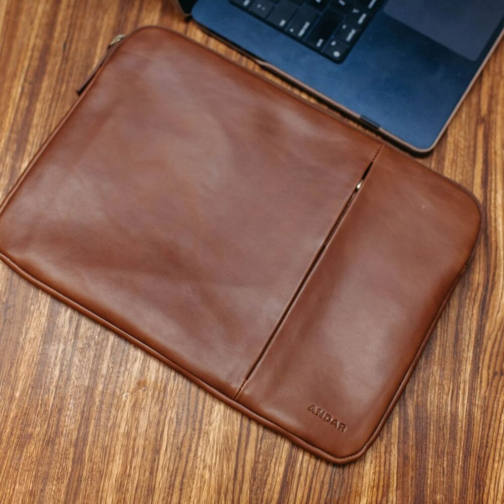 Andar Genuine Leather laptop case suitable for 14 inch laptop, iPad or tablet